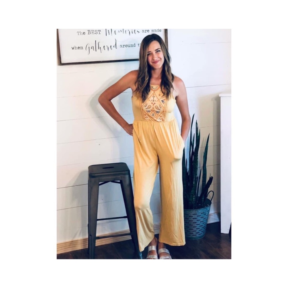 Yellow Embroidered Jumpsuit
